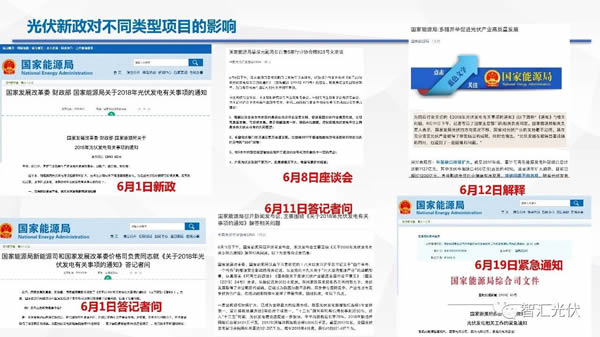                                         
	　　光伏新政對于不同類型項目的影響

	　　6月1日，三部委下發(fā)了823號文件；之后，圍繞該文件也做了諸多的解釋。

	

	　　此次新政并未采取一刀切的方式，對不不同的項目類型，新政的影響不同