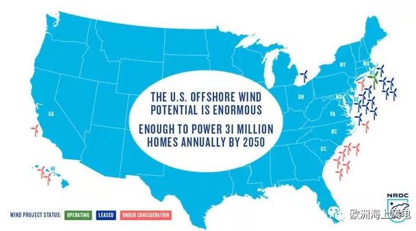  　　根據(jù)美國(guó)能源部（DOE）國(guó)家可再生能源實(shí)驗(yàn)室（NREL）的數(shù)據(jù)，截至2018年6月底，美國(guó)海上風(fēng)電項(xiàng)目待開發(fā)項(xiàng)目總計(jì)25,464MW，預(yù)計(jì)到2023年，將有200萬千瓦的項(xiàng)目投產(chǎn)運(yùn)營(yíng)。

　　
　　NREL是在介紹美國(guó)2017年海上風(fēng)電技術(shù)市場(chǎng)時(shí)分享了這一信息，該報(bào)告也是對(duì)美國(guó)2016年海上風(fēng)電技術(shù)市場(chǎng)報(bào)告的補(bǔ)充
　　
　　“2017年報(bào)告”涵蓋了美國(guó)計(jì)劃和已投運(yùn)項(xiàng)目的最新數(shù)據(jù)，并強(qiáng)調(diào)了截至2018年中期的美國(guó)海上風(fēng)電發(fā)展情況